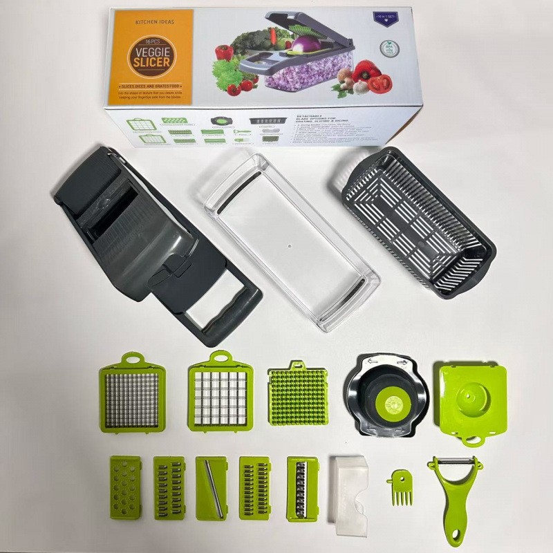 Cross-border Multifunctional Vegetable Chopper Dicer Potato Shredder Julienne Slicer Grater Kitchen Food Shredder - 12
