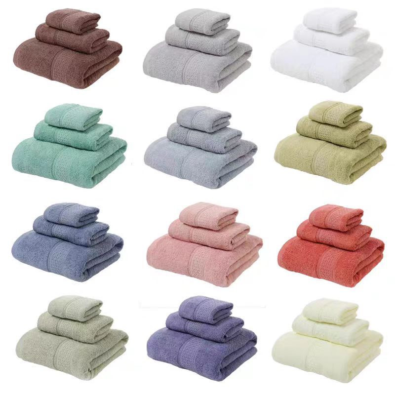 Badetuch-Set, dreiteilig, 100% reine Baumwolle