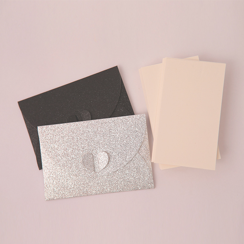 VIP Small Envelope Card Set 9.6 x 6.6 cm, Gold Glitter Invitation