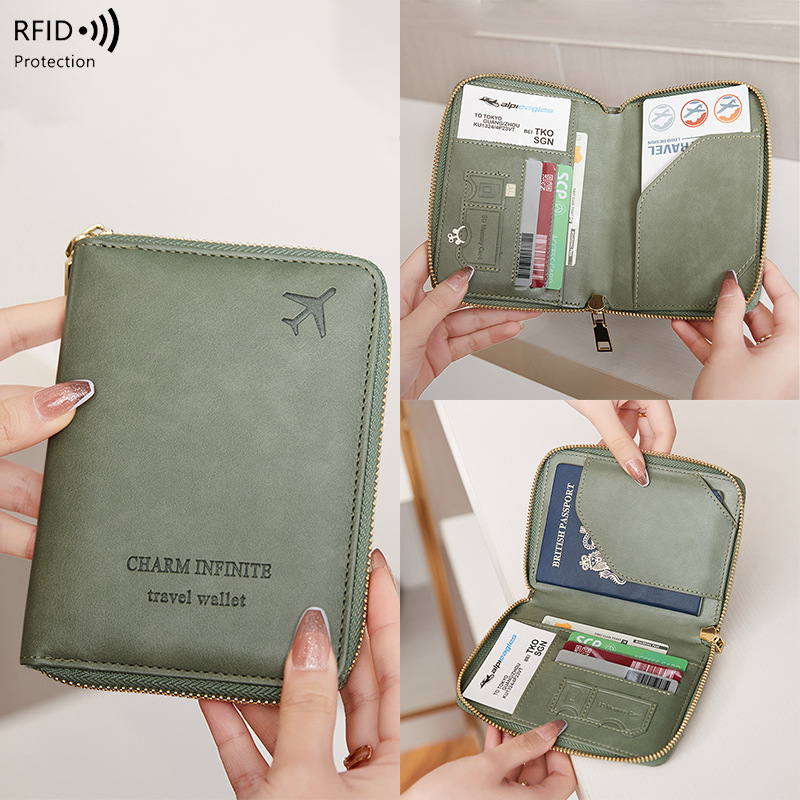RFID Korumalı Pasaport Çantası, Fermuarlı - 1