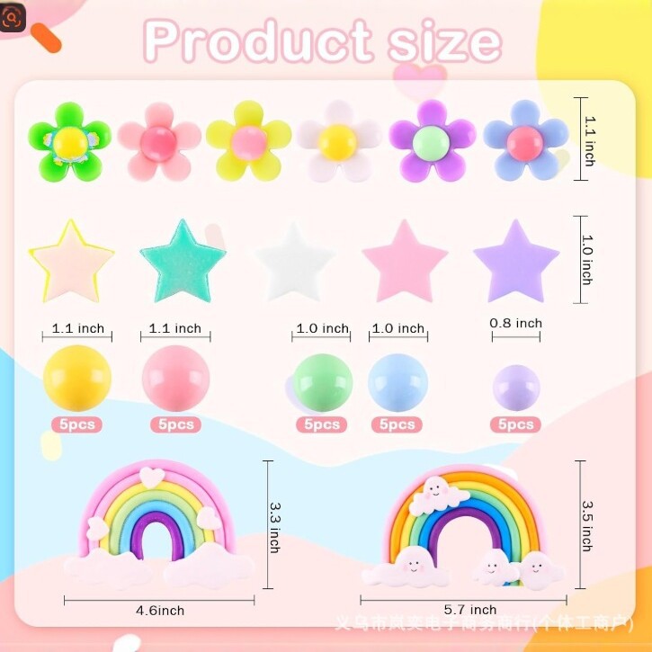 Rainbow Cake Decoration Balls, Star and Cloud Foam Balls, Birthday Party Decor - 1