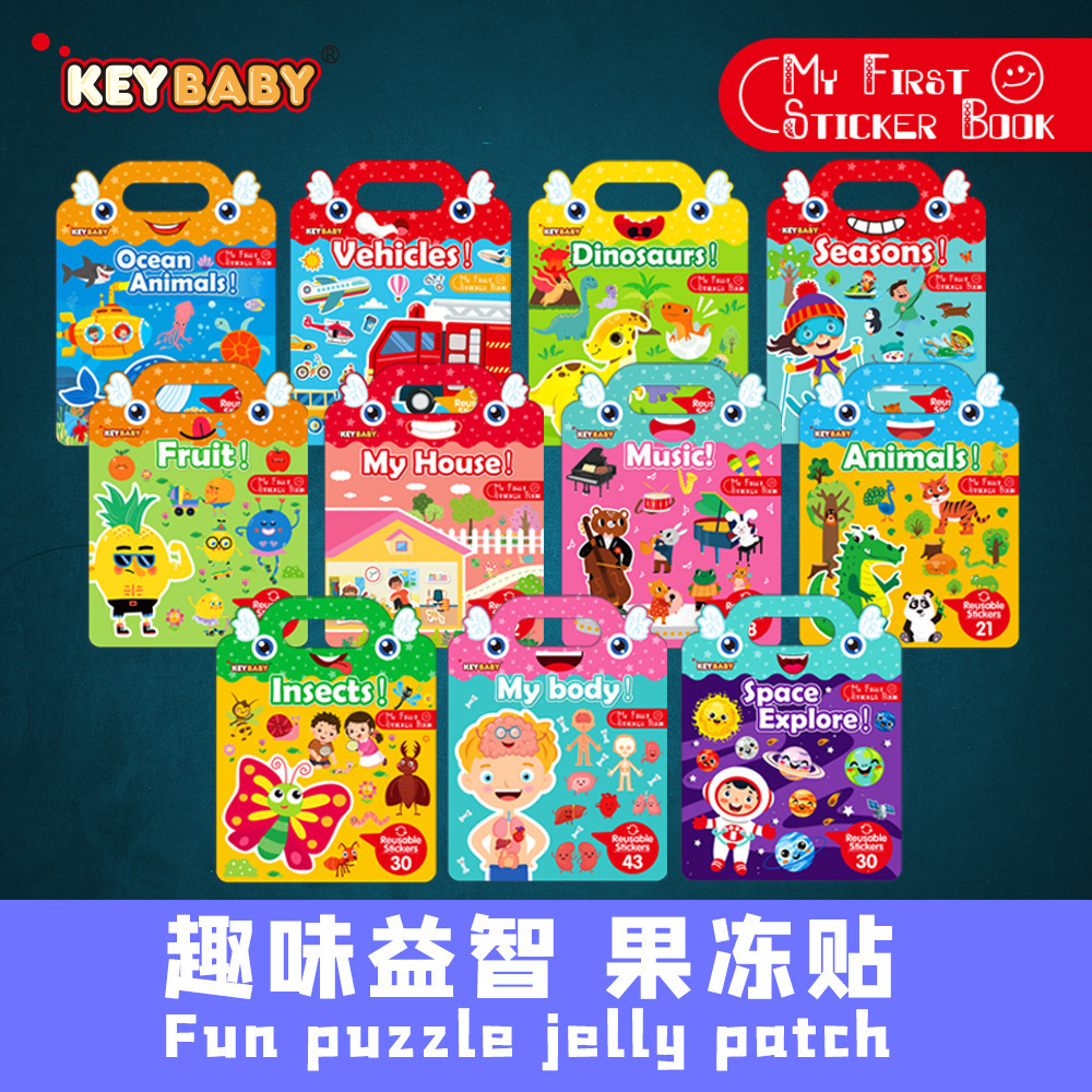 Sınır ötesi çocuk çıkartma kitabı toptan erken eğitim dikkat geliştirme yeniden yapıştırılabilir hayvanlar dinozorlar okyanus sahneleri jelly kitap