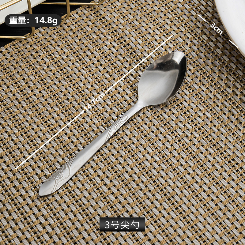 Besteck-Set aus Edelstahl für den Hausgebrauch, hochwertiger Rührlöffel, kreativer Kindereßlöffel, Teelöffel, Gabel. - 8