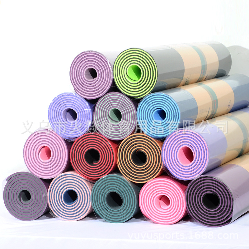 TPE-Yogamatte, 6 mm dick, geruchlos, einfarbig oder zweifarbig, LOGO-Aufdruck möglich - 1