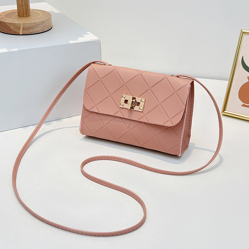 2024 neue diamantgeprägte kleine quadratische Tasche mit Schloß und Trageriemen tägliche einfache Geldbörse für Kleingeld modische kleine Tasche Dropshipping - 8
