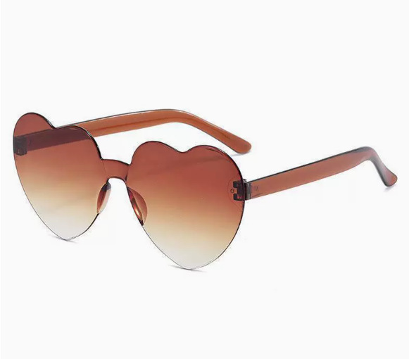 2026 Love SUNGLASSES çerçevesiz kalp şeklinde tek parça güneş gözlüğü renkli şeftali kalp tek parça güneş gözlüğü - 7
