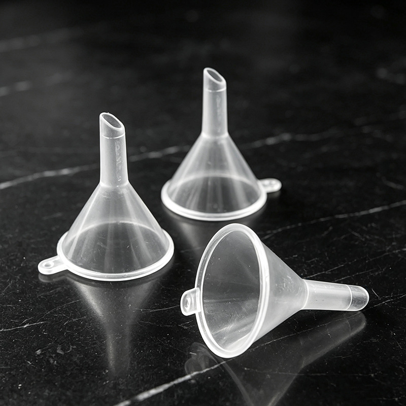 Plastik mini huni, şeffaf, parfüm numune ayırma için