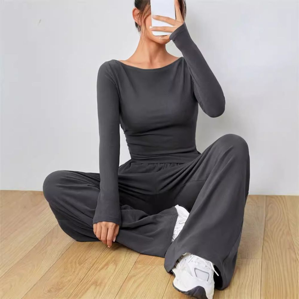 Women's Relaxed Wide Leg Pants Two-Piece Set, Soft Fabric