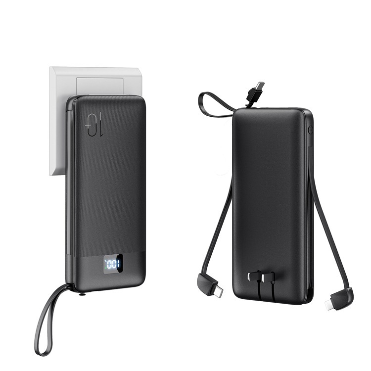Cross-border Built-in Cable AC Plug Power Bank Super Fast Charging Mobile Power 10000mAh Gift Custom Logo
