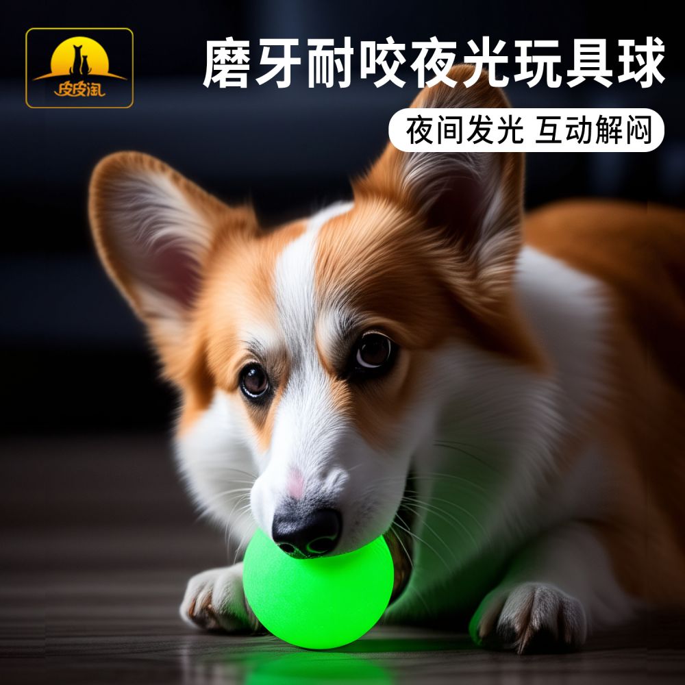 TPR Dog Chew Toy, Durable Glow-in-the-Dark Ball