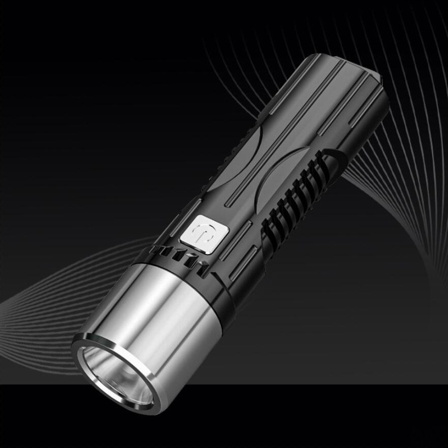 Mini LED Hand Flashlight, USB Rechargeable, Three Modes, Long Range