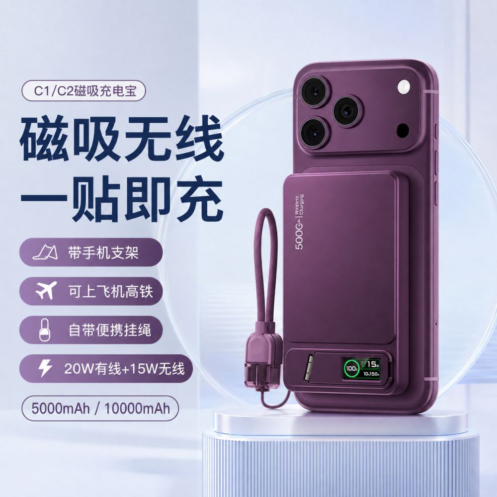 3C-Zertifizierung magnetische Schnelllade-Powerbank Ultra-dünn Qi2 externe Batterie kabelloses Schnellladen Mini tragbares Netzteil