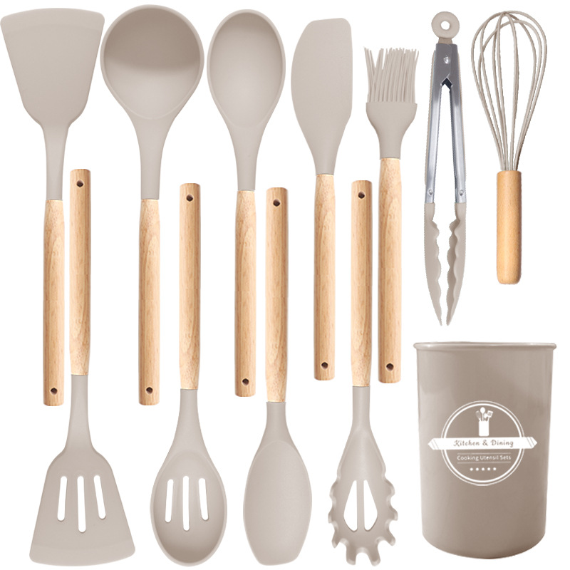 Sınır ötesi silikon spatula ve kaşık 12 parçalı set yapışmaz silikon spatula gıda sınıfı silikon mutfak eşyaları seti satışa hazır - 7