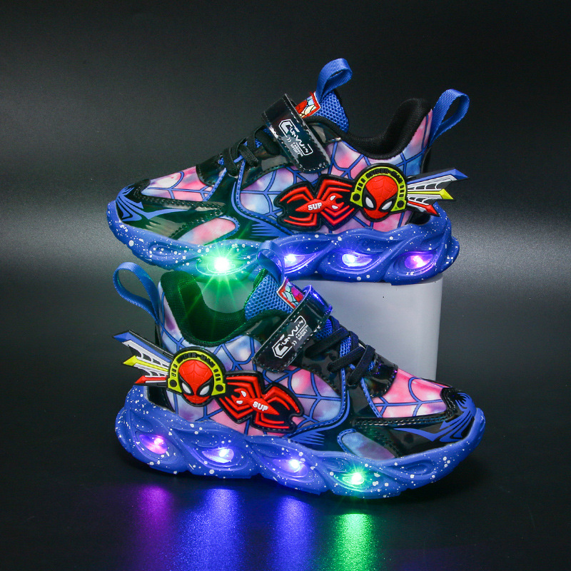 Kinder-Sportschuhe mit Leuchtfunktion, wasserdichte Lederoptik, weiche Sohle