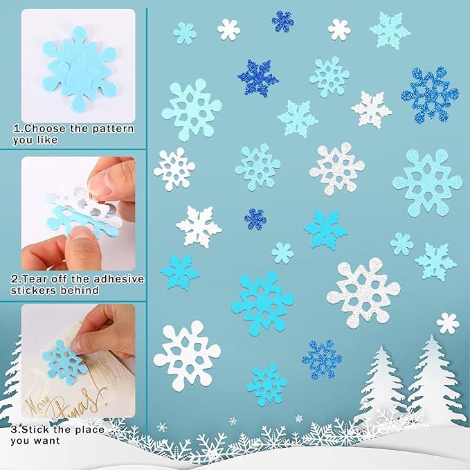 Christmas Snowflake Self-Adhesive Glitter EVA Foam Stickers
