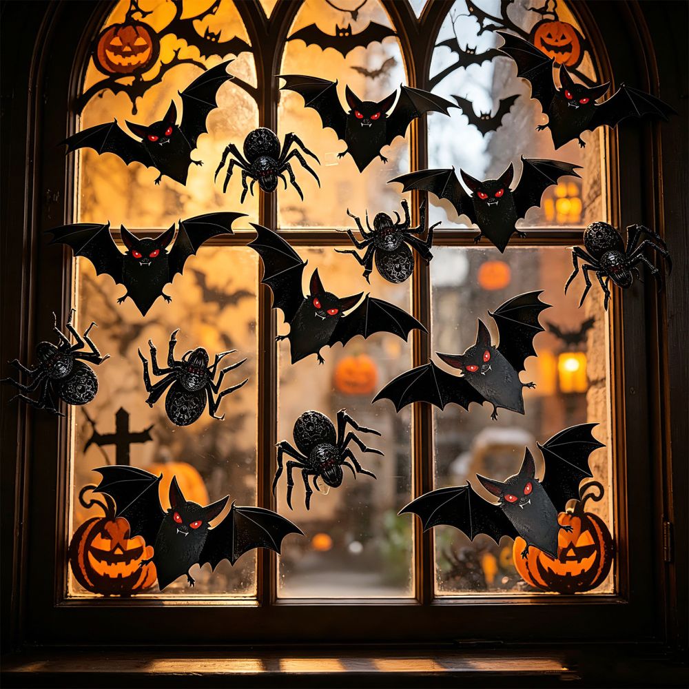 Halloween 3D Bat and Spider Wall Stickers, Multiple Designs