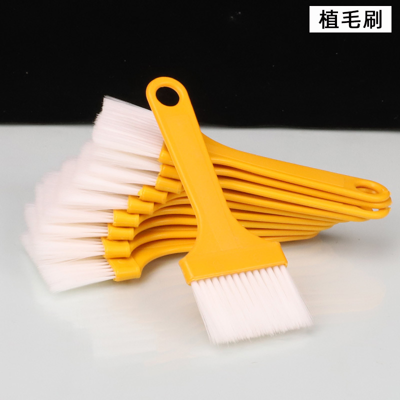 Üretici toptan plastik tahta fırça sarı ince saplı 4mm kalınlığında fırça fırça klavye fırçası yağ fırçası sos barbekü fırçası