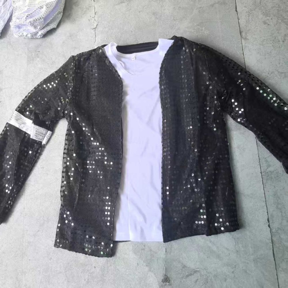 Jackson Kinder-Showkostüm Pailletten-Set Tanz-Auftrittskostüm Cosplay-Bühnenkostüm Jungen Trendy