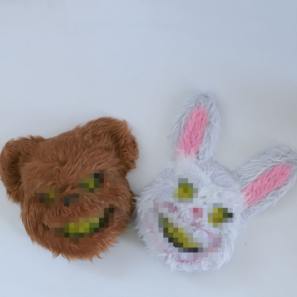 Halloween Plush Animal Mask, Bunny and Bear Design, Costume Party