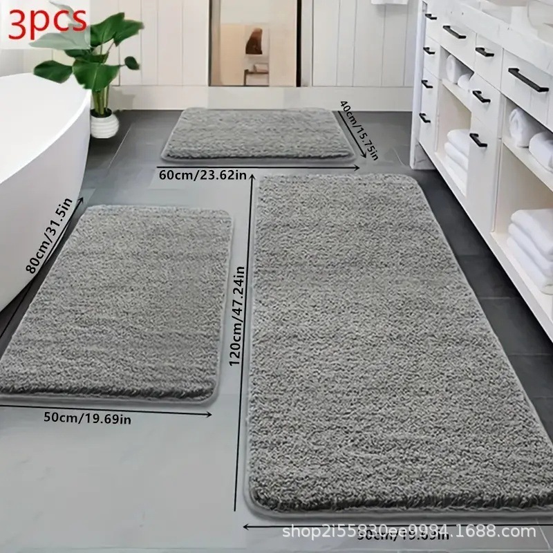 Rutschfester Badteppich mit Langflor, saugfähig, für Eingang und Toilette