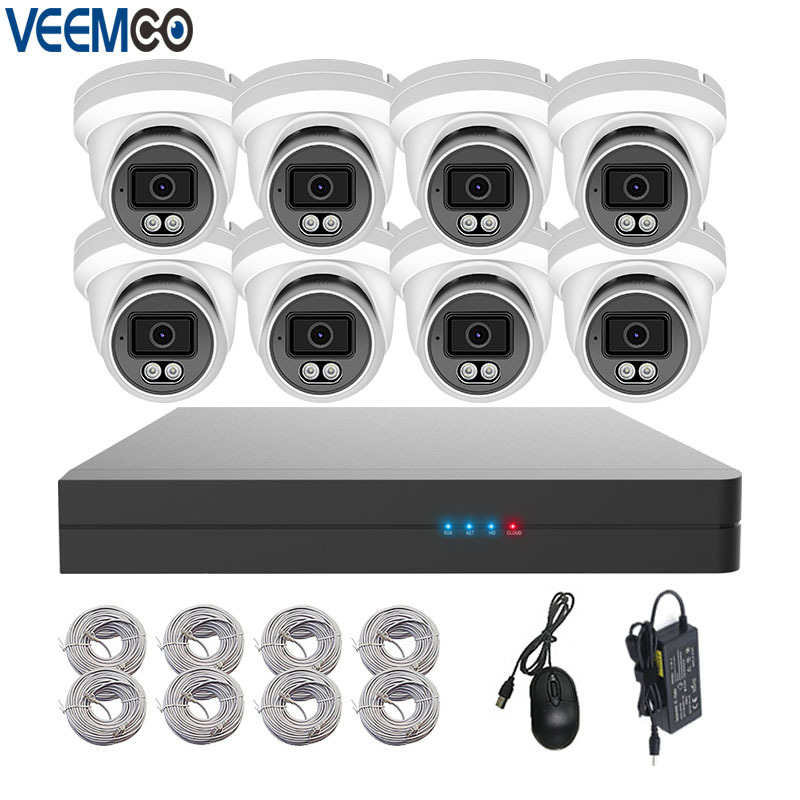 4K POE surveillance camera with 8-channel NVR, bullet and dome