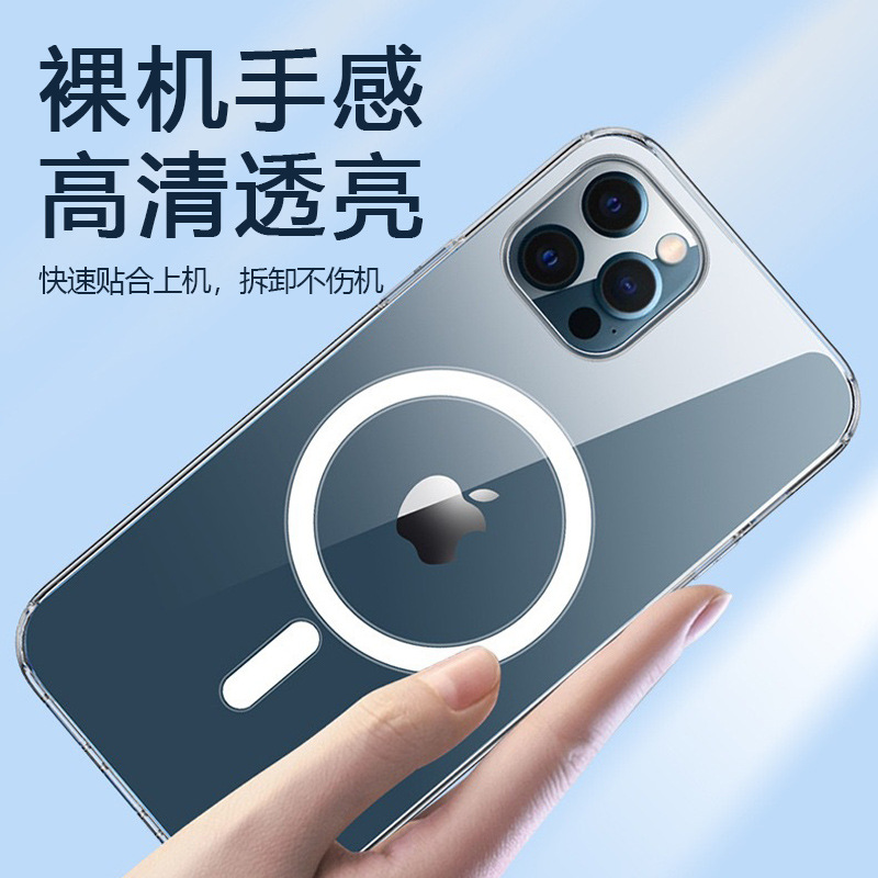 Transparente Magnethülle für iPhone 13 und 14, kabelloses Laden kompatibel