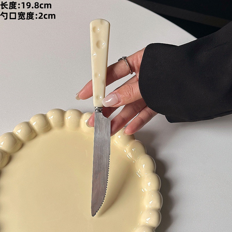 Yemek Takımı İnce Model Peynir Kaşığı Çatal Şık Yüksek Değerli Paslanmaz Çelik Bıçak Çatal Kaşık Ev Kullanımı Lüks Hissi Batı Yemekleri - 9