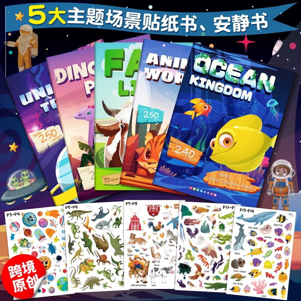 Sticker Book for Children, Quiet Book for Object Recognition and Concentration, English