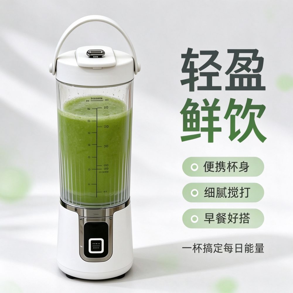 跨境新款无线电动榨汁杯USB充电便携碎冰果汁机户外手提随行杯 - 1
