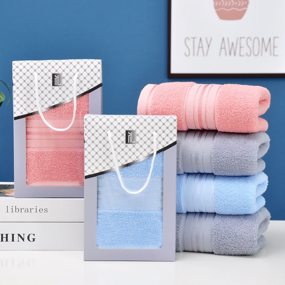 Thickened pure cotton towel gift box wedding souvenir wholesale cotton promotional event gift towel embroidered logo