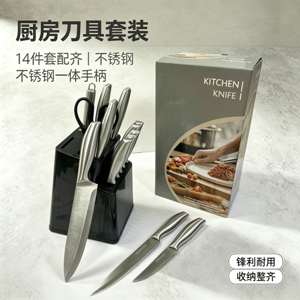 不锈钢刀具套装家用厨师女士专用刀具厨房刀切片切肉菜刀14件套