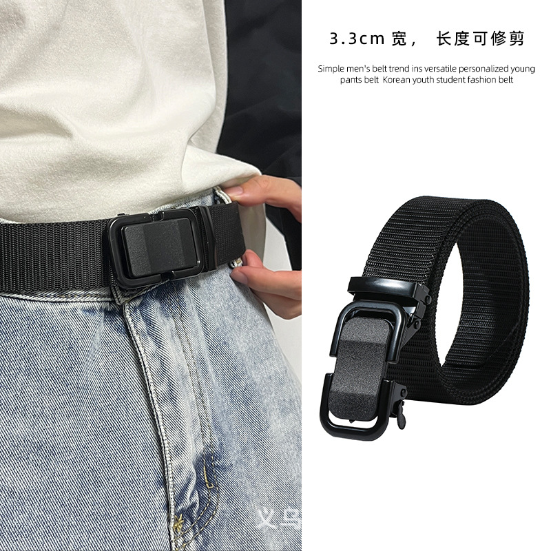 New automatic buckle fashion nylon belt for youth and students, military training special trousers belt, tactical belt for men and women