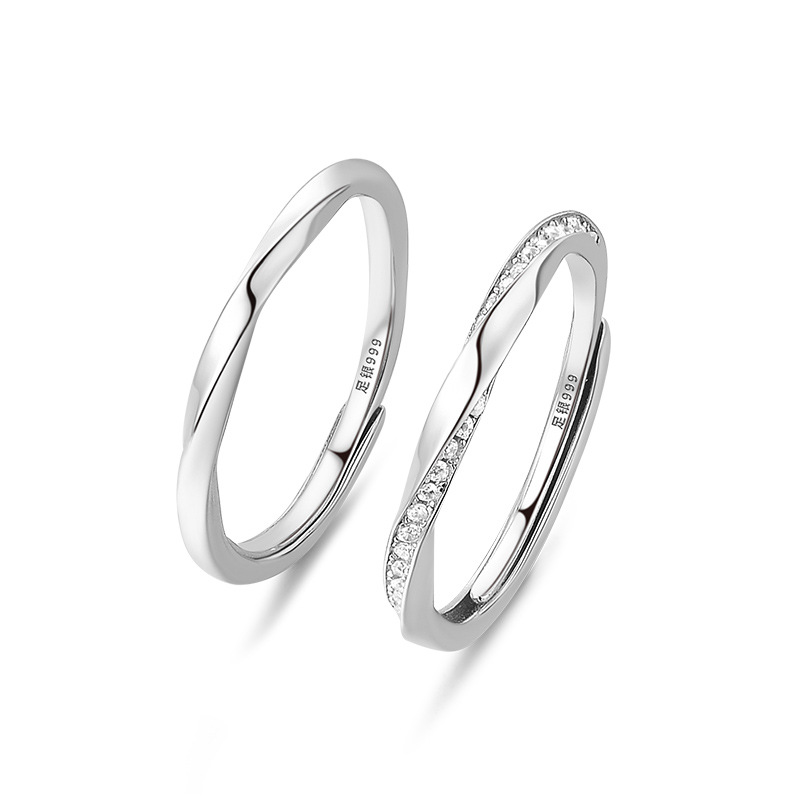 S999 Sterlingsilber Möbius Diamant Ring Doppel - 1