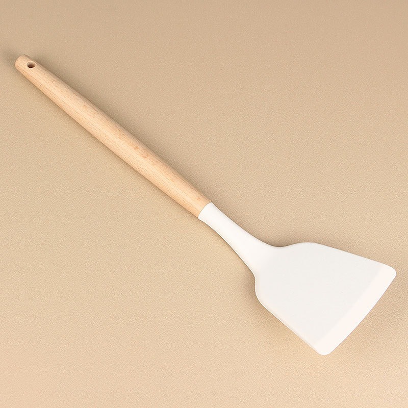 Spot silikon spatula, çorba kaşığı, yapışmaz tava, özel yüksek sıcaklığa dayanıklı ve haşlanmayı önleyen ev pişirme kevgir mutfak eşyaları seti beyaz - 9
