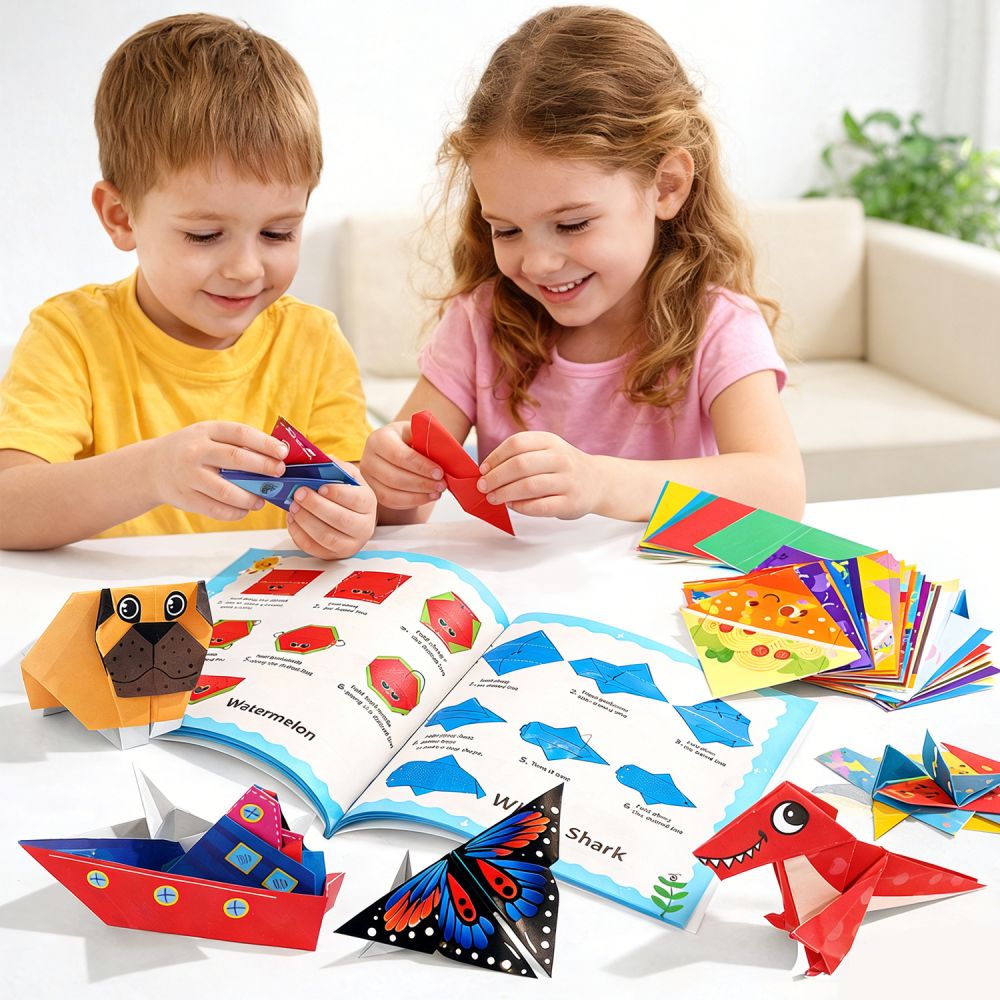 Çocuk 3D Origami Kağıdı Seti, DIY El Sanatları, Anaokulu İngilizce Origami Kitabı
