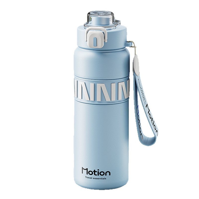 Neue großvolumige Sportflasche 316 Edelstahl mit Trinkhalm, Isolierbecher mit Schultergurt und Trageschnur, tragbare Wasserflasche für Herren und Damen - 6
