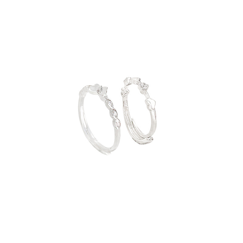 Silver zircon open adjustable ring, elegant