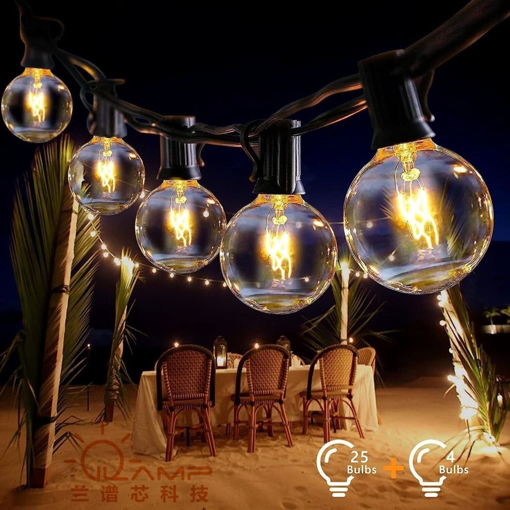 Solar G40 High-Voltage Retro Bulb String, Waterproof Outdoor, Christmas and Halloween Deco