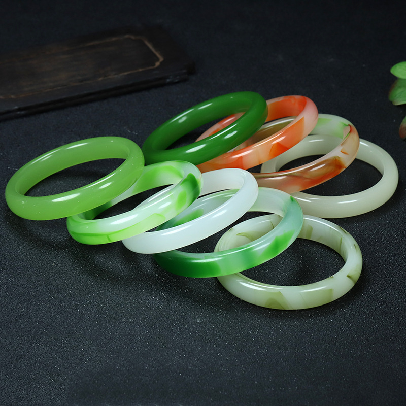 Imitation jade bracelet 13mm green Hetian style