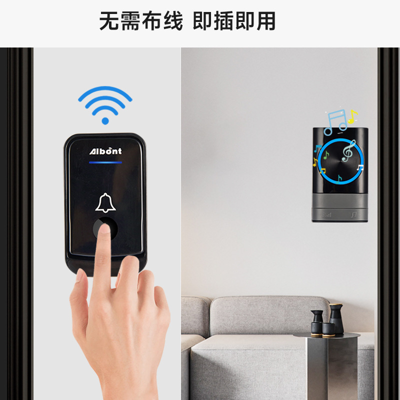 Wireless Doorbell with 1 Receiver and 2 Transmitters, Ultra-Long Range, Music, Elderly Cal