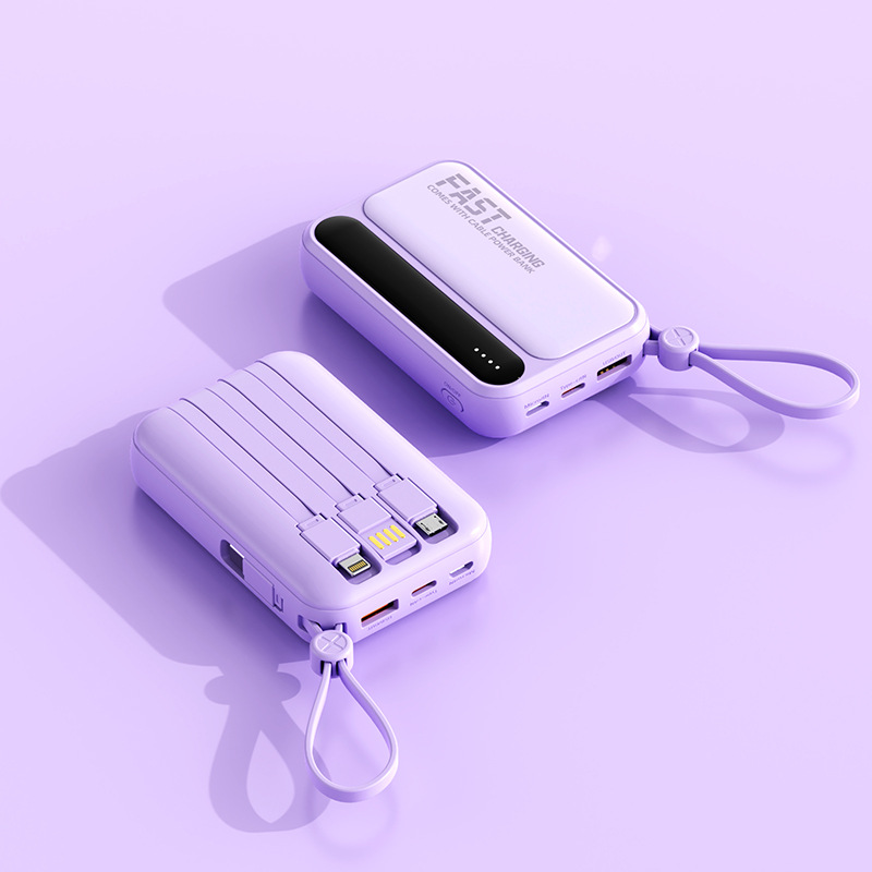 Factory Wholesale Mini Built-in Cable Power Bank 20000mAh Large Capacity Portable Mobile Charger Custom Gift Printing - 6