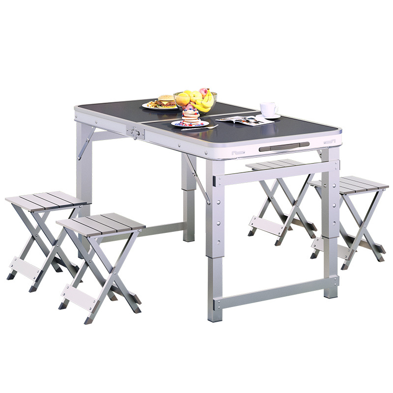 Folding Outdoor Camping Picnic Table and Chair Set, Portable Aluminum Alloy