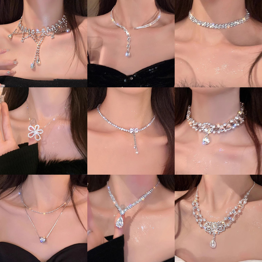 Strass-Quasten-Halskette, edles Design Schlüsselbein-Kette
