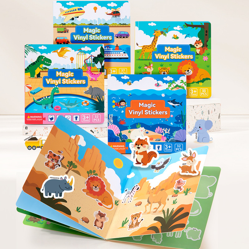 Children's Reusable Magic Electrostatic Sticker Scene Book for Early Education