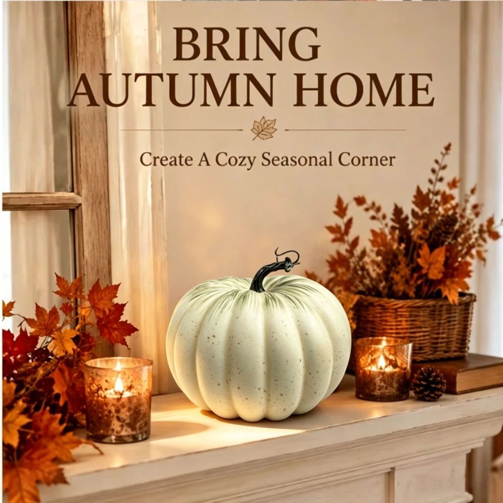 Artificial Pumpkin, green gradient cream color scheme, classic autumn harvest foam pumpkin, Thanksgiving, fall decor