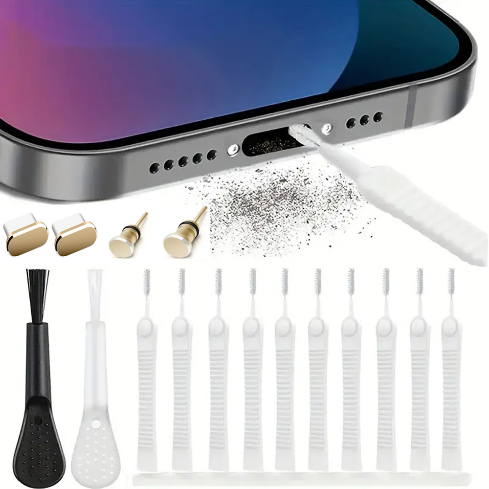C port toz geçirmez set 16 parça Tip-C veri portu USB toz geçirmez fiş cep telefonu şarj portu metal toz geçirmez fiş - 1