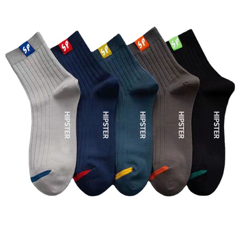Men's Autumn Winter Long Socks, Pure Color Cotton Mid-Tube Socks, Trendy Odor-Resistant Sweat-Absorbent Long Tube Men's Socks, Comfortable