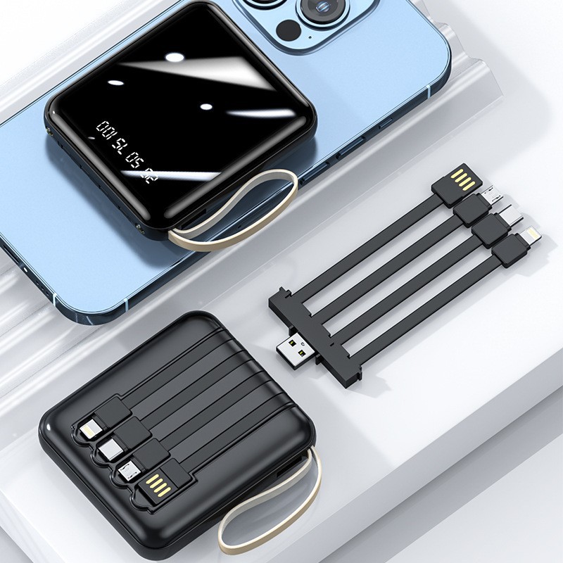 Großhandel Mini-Powerbank mit 3C-Zertifizierung 20000 mAh mit integriertem Kabel große Kapazität Mobiler Akku grenzüberschreitendes Mitbringsel - 7
