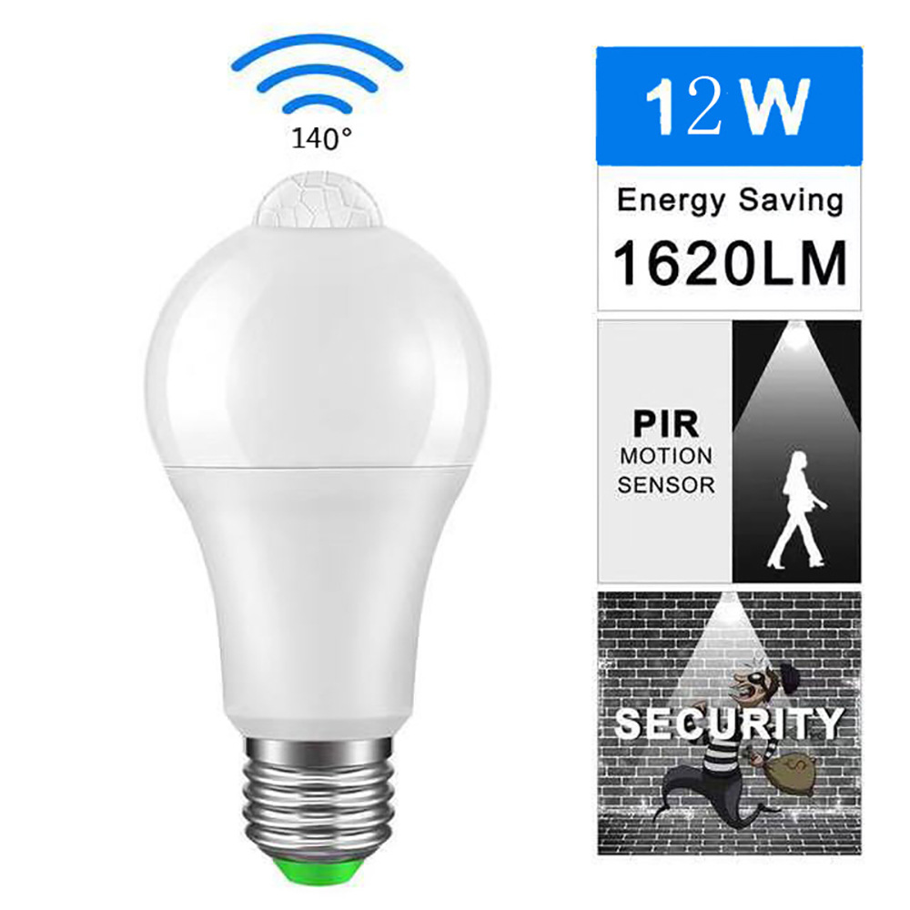 Akıllı LED insan vücudu sensörü ampul LED ampul merdiven koridor anahtarı plastik sarılı alüminyum E27 kızılötesi sensör ışığı