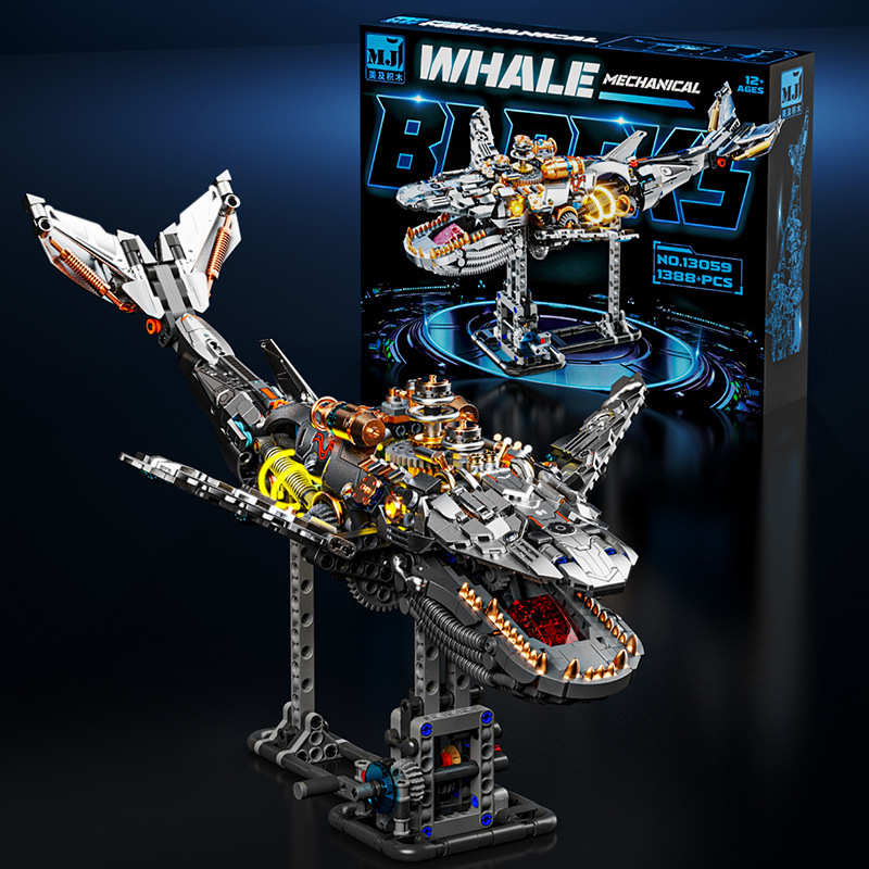 Luminous Semi-Mechanical Whale Building Block Set, Lego Compatible